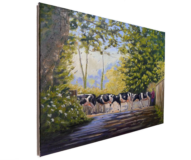 Moove along girls cow painting close up one