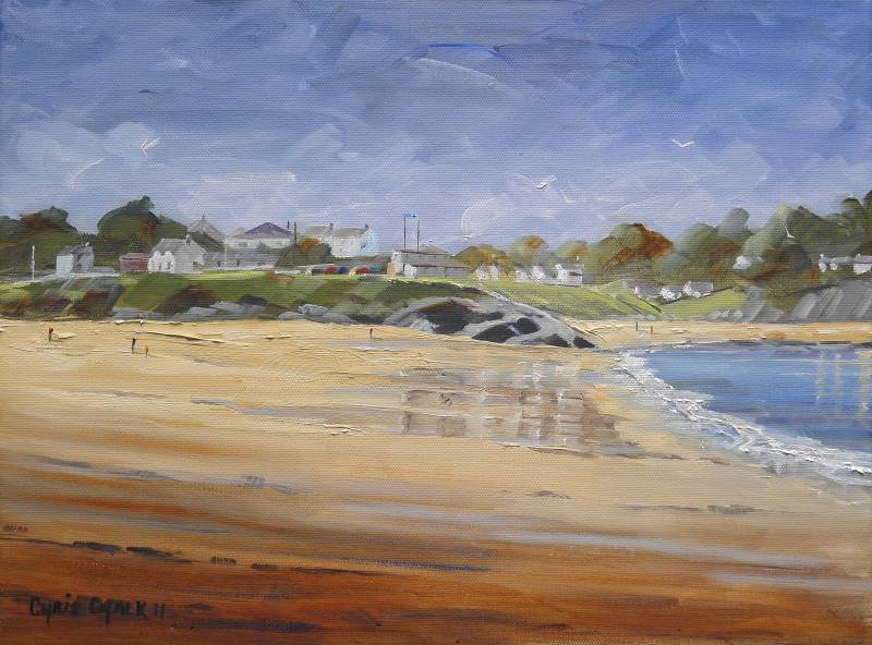 A welsh landscape art print of Aberporth beach in Wales