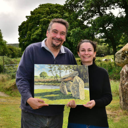 Finished commisioned painting being held by it's owners