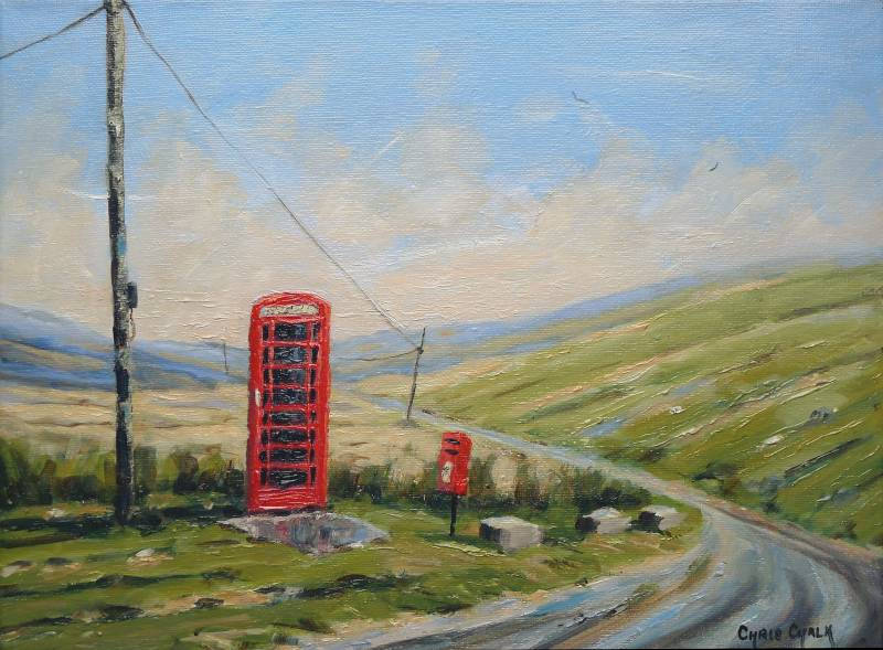 A art print of the most remote phone box in Wales Nantymaen near Abergwesyn in mid Wales